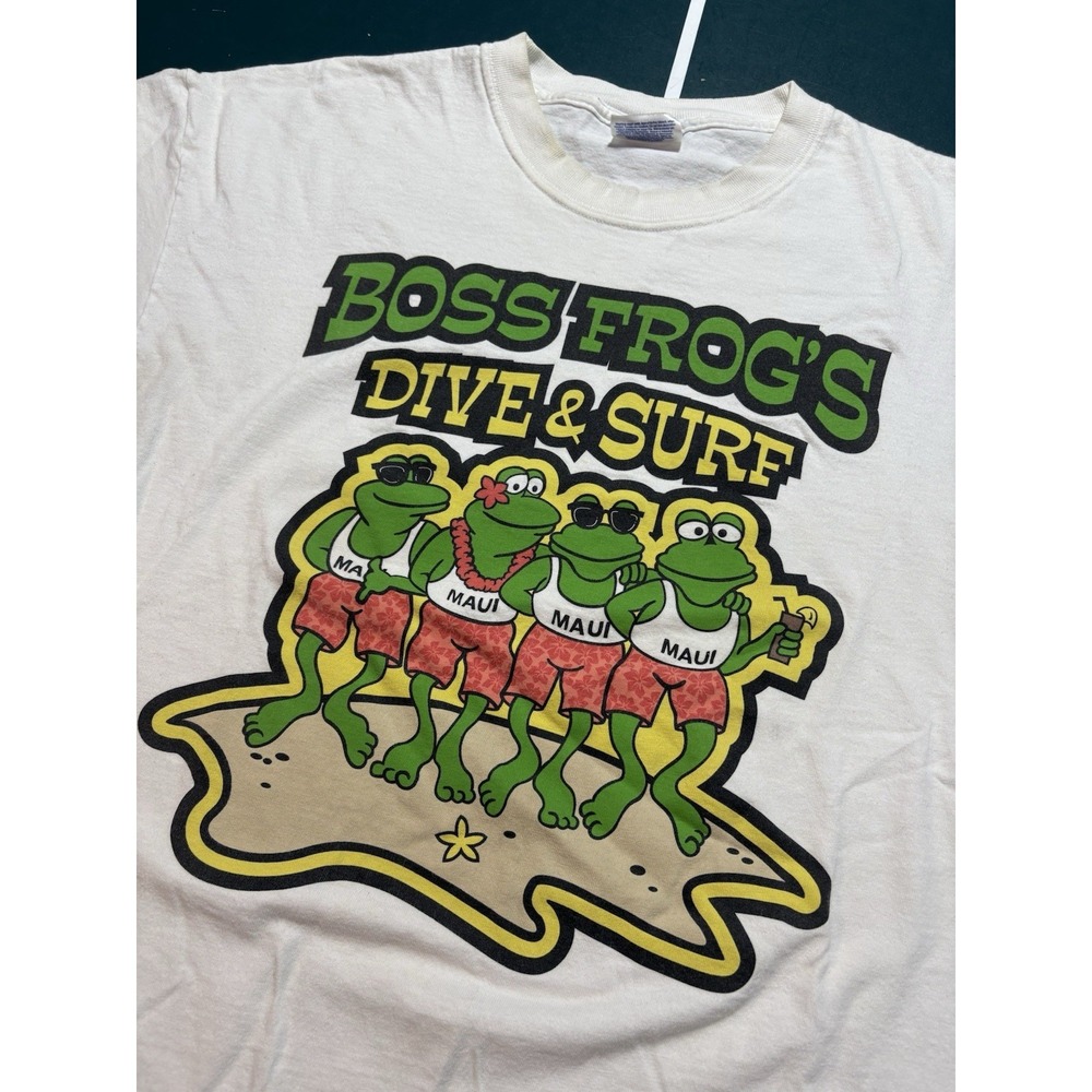 Vintage Maui Boss Frog's‎ T Shirt Men's Large White Double Sided Graphic 90s - Picture 3 of 11